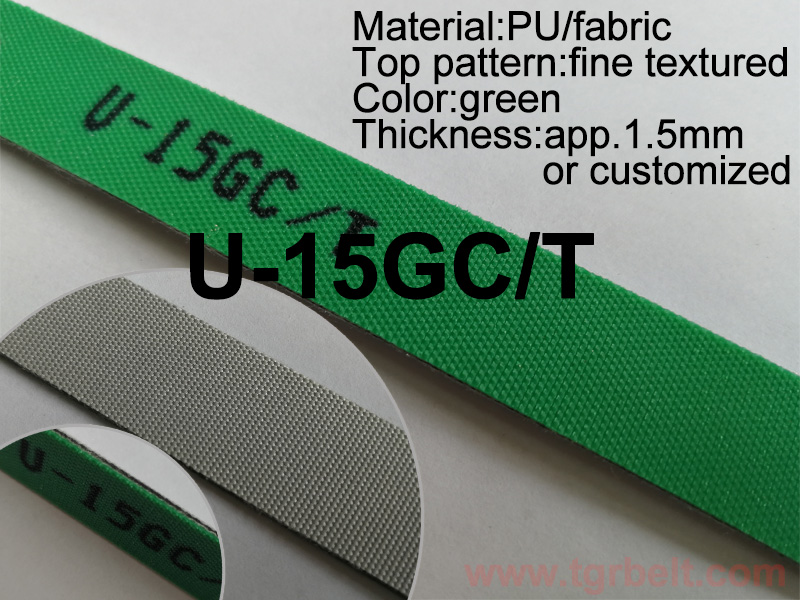 1.5mm green grey PU conveyor belt